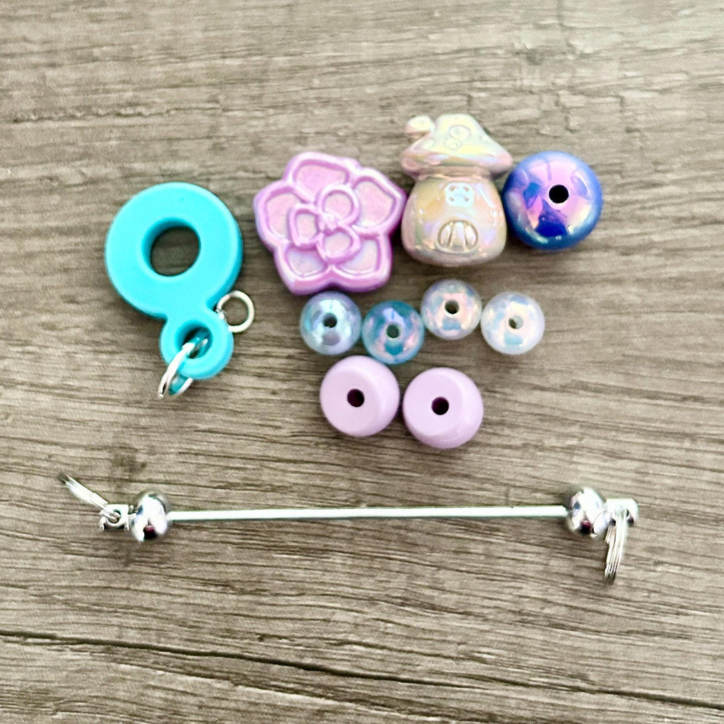 DIY mushroom and flower acrylic beads Silicone straw adapter for beaded cup decorations