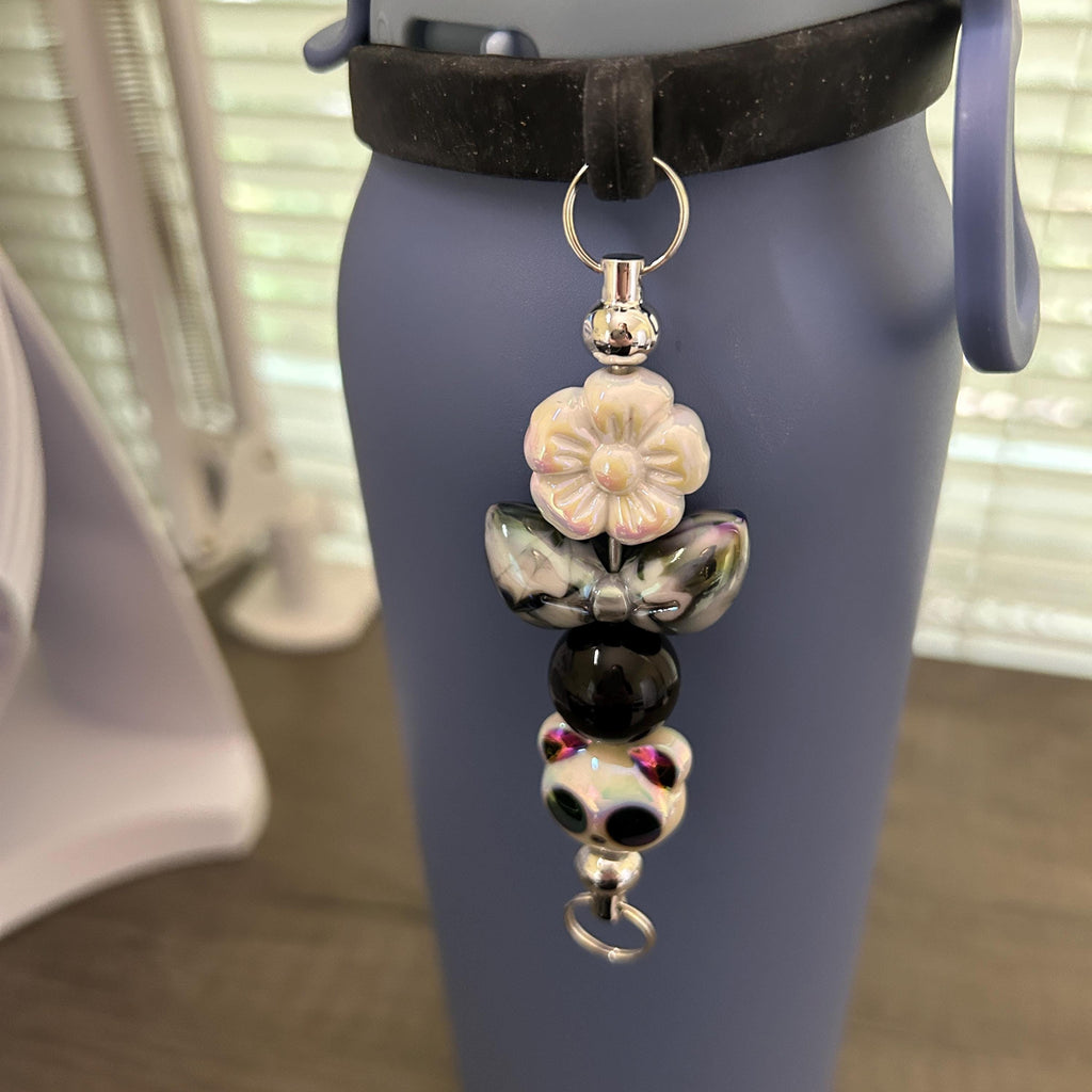 DIY Water Bottle Charm Keychain Kit Lavender Dreams Beads & Silicone Band Hydration Reminder