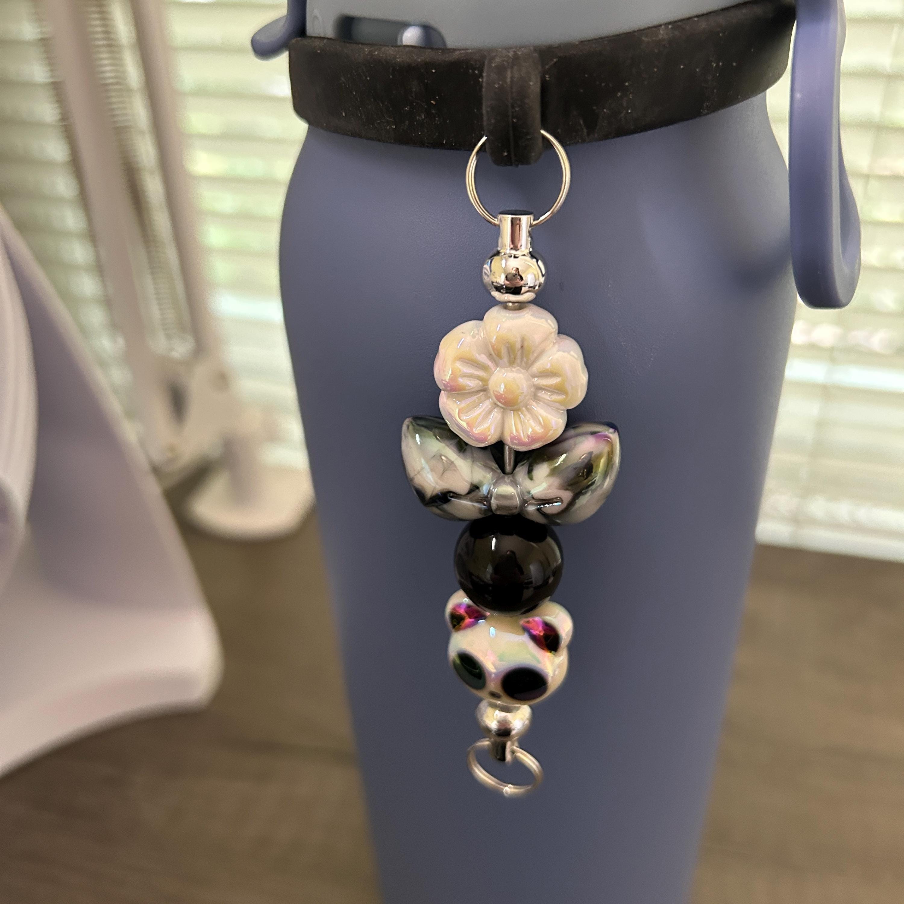 DIY Water Bottle Charm Keychain Kit Lavender Dreams Beads & Silicone Band Hydration Reminder