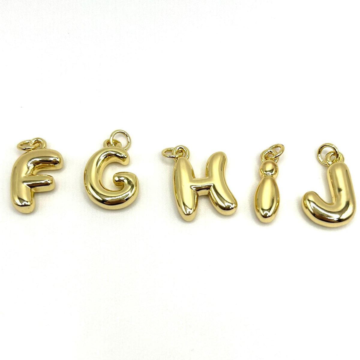 18K Gold Plated Bubble Alphabet Charms - Letter Pendants for Jewelry Making, Personalized Initial Charms