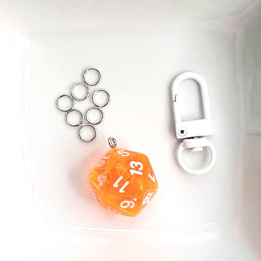 DIY D20 Dice DND inspire Charm Kit - Geeky Gift Tabletop Gaming Craft Project