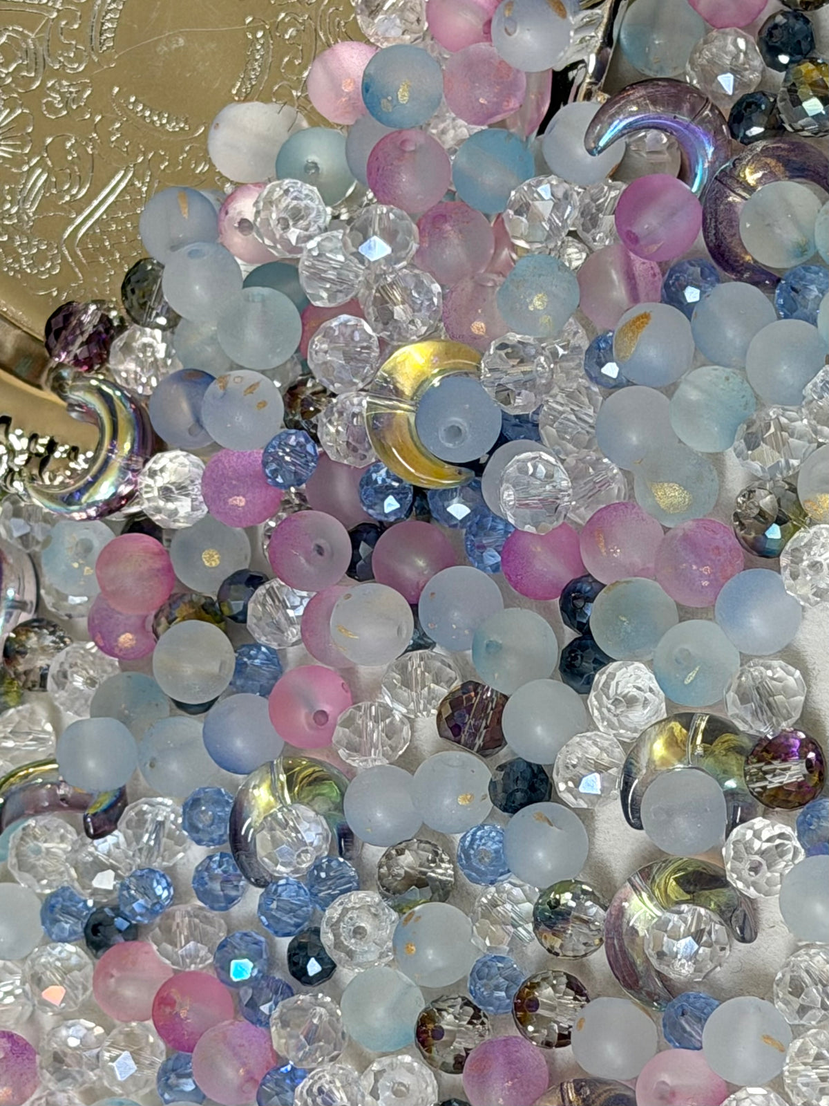 Moonkissed sky bead mix Glass and K9 crystals ( Bead soup mix)
