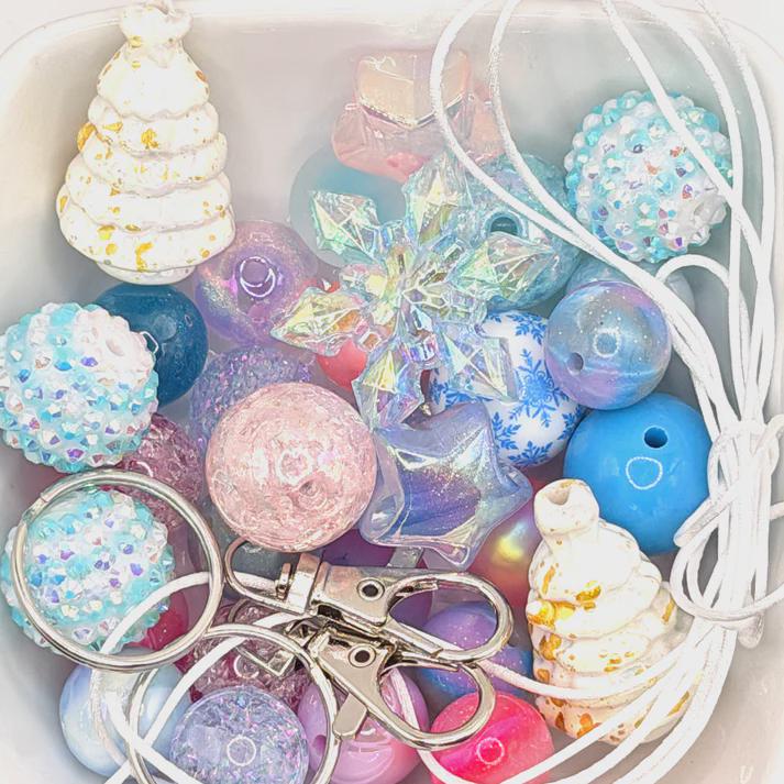 DIY Keychain winter land snow kit ( 2 keychain sets in bundle)