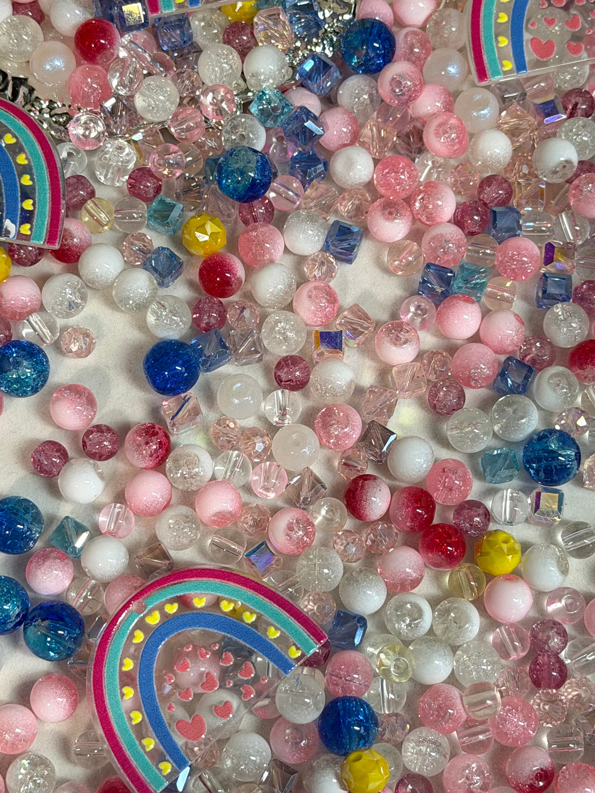 Heart of the rainbow glass K9 crystals beads with rainbow acrylic charms