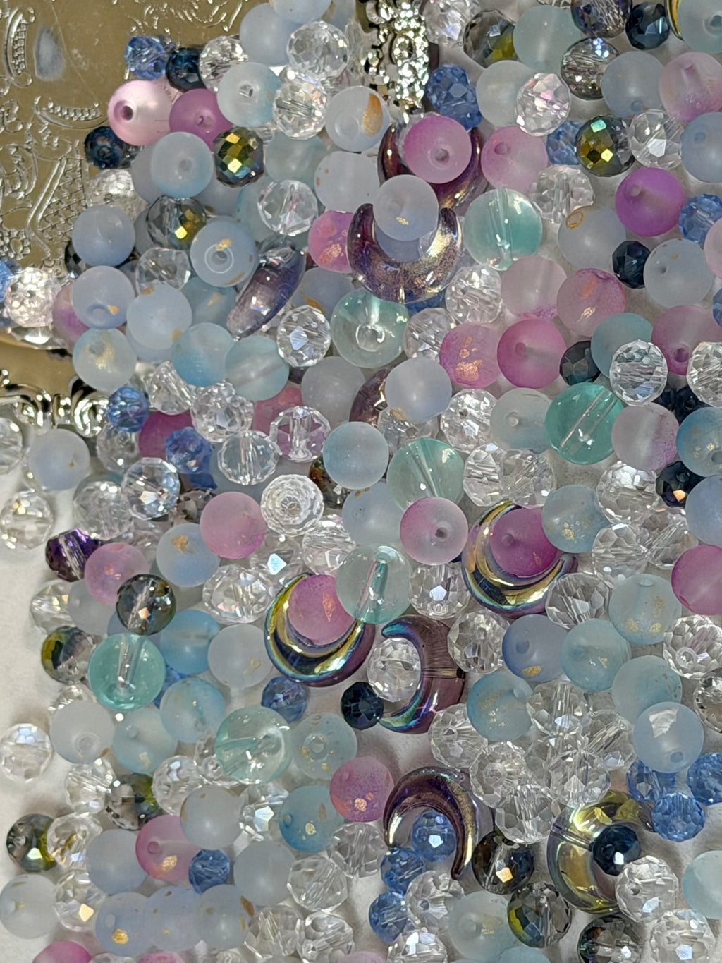 Moonkissed sky bead mix Glass and K9 crystals ( Bead soup mix)