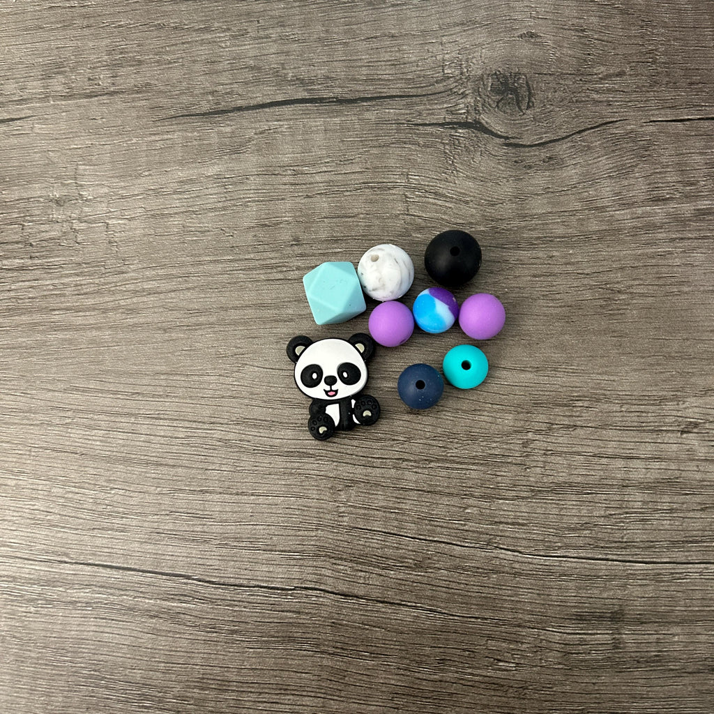 DIY Panda style Kit Silicone straw adapter Panda focal bead. for beaded cup decorations