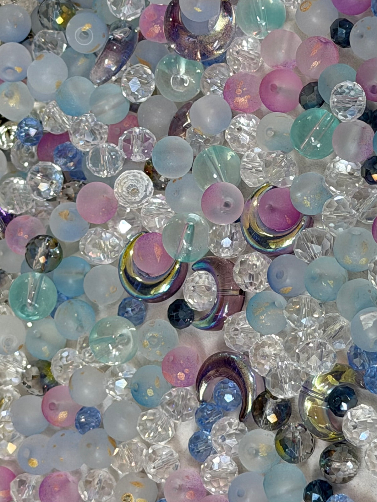 Moonkissed sky bead mix Glass and K9 crystals ( Bead soup mix)