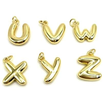 18K Gold Plated Bubble Alphabet Charms - Letter Pendants for Jewelry Making, Personalized Initial Charms