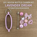 DIY Water Bottle Charm Keychain Kit Lavender Dreams Beads & Silicone Band Hydration Reminder