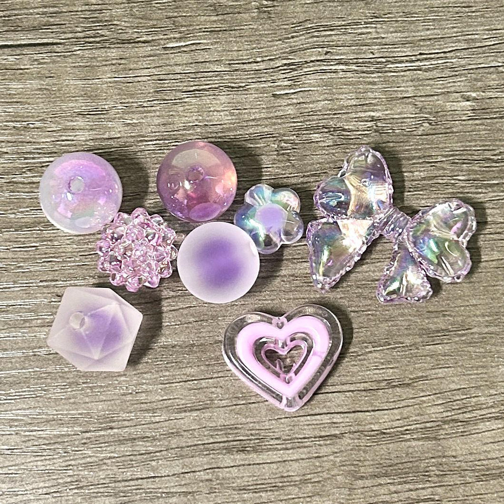 DIY Water Bottle Charm Keychain Kit Lavender Dreams Beads & Silicone Band Hydration Reminder