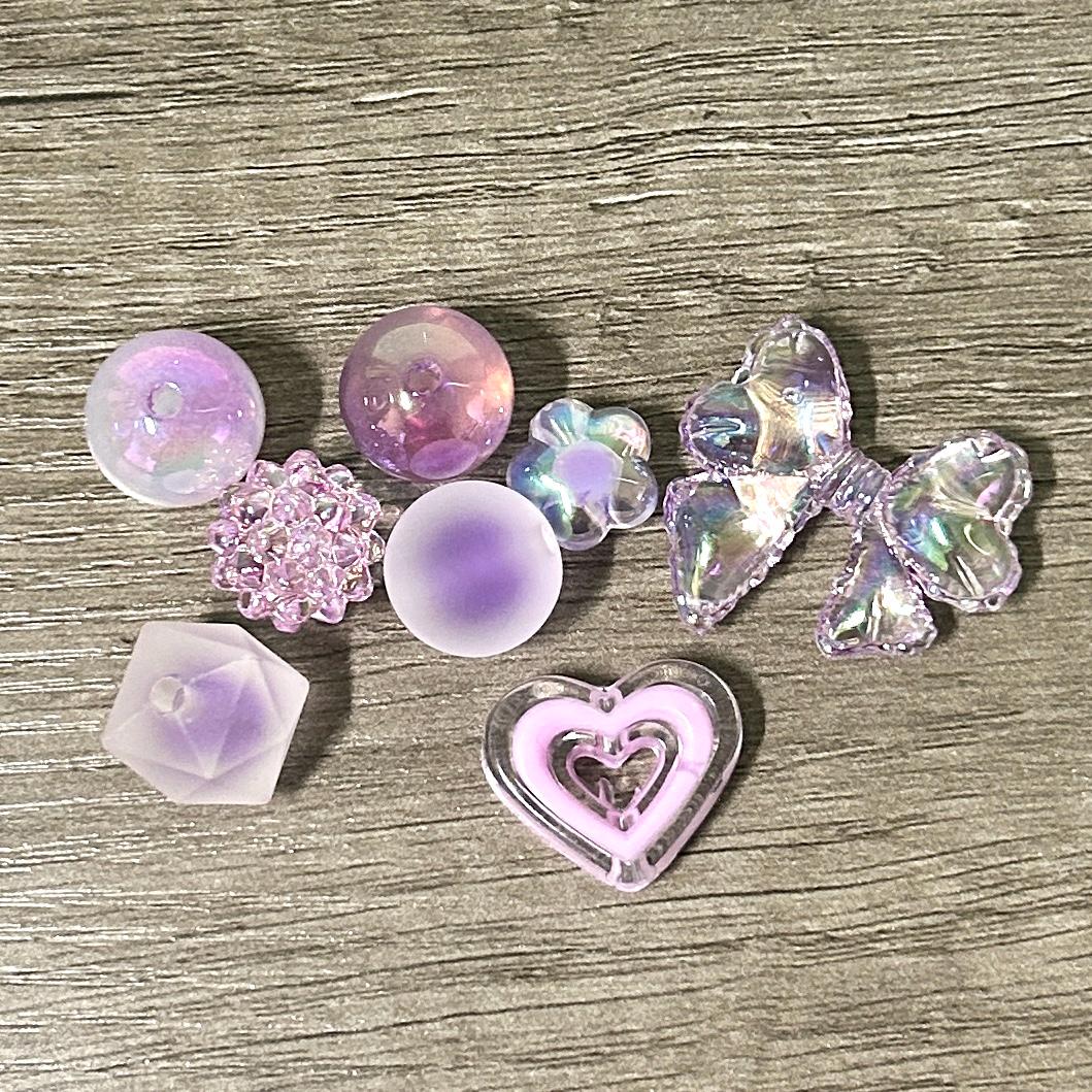 DIY Water Bottle Charm Keychain Kit Lavender Dreams Beads & Silicone Band Hydration Reminder